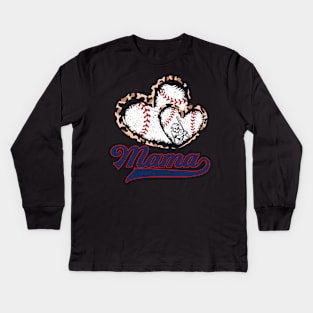 Mama and Baseball, Heart Lover, Baseball player Kids Long Sleeve T-Shirt